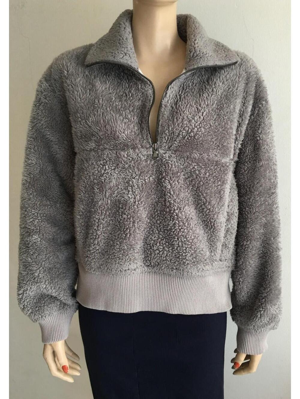 Varley Fleece Womens Gray Daphne 1/2 Zip Sherpa Pullover Sweatshirt Jacket sz S